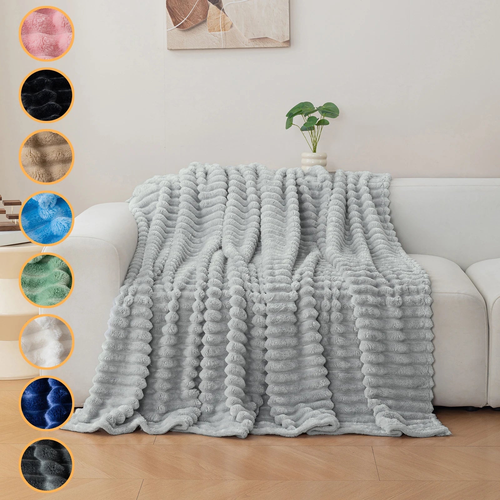 1pc flannel blanket - soft, comfortable, warm nap blanket, Christmas exquisite gift blanket, available in multiple colors Good Vibrations