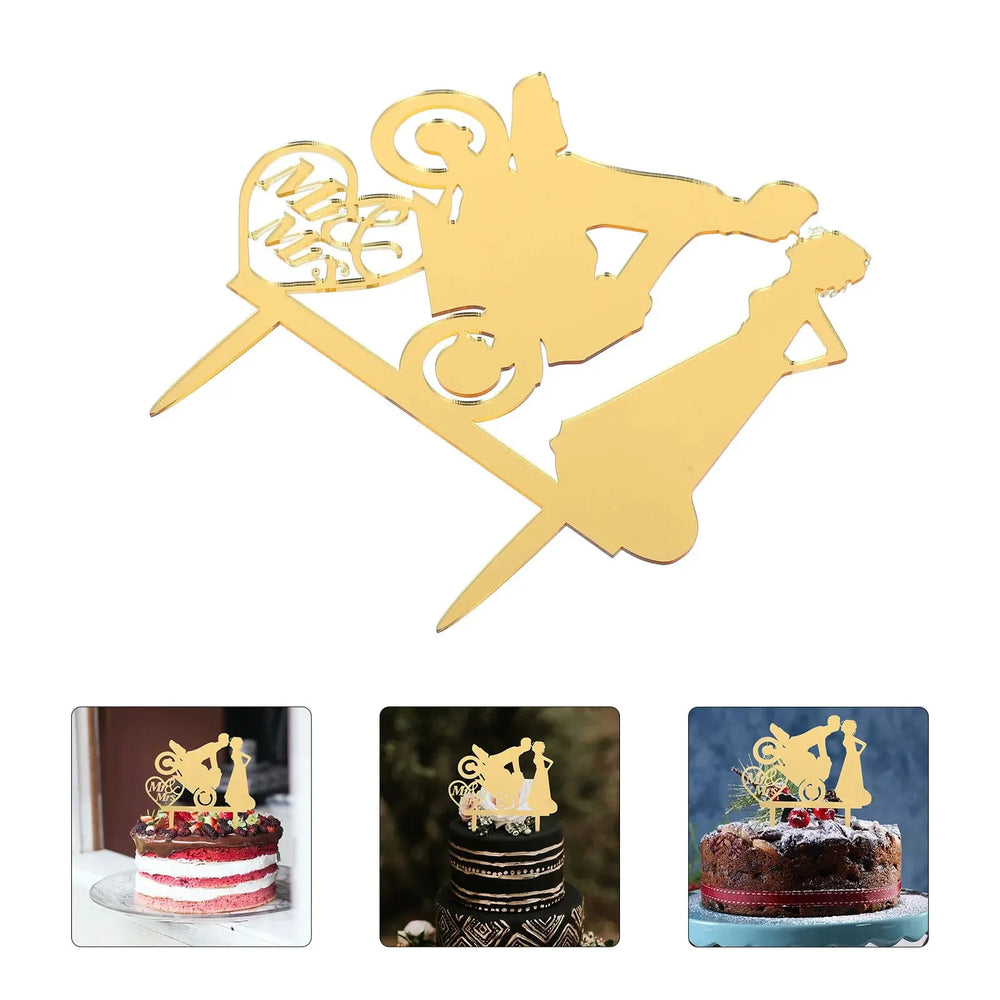 Bride Groom Cake Topper Motorcycle Wedding Cake Toppers Cycling Cake Decoration Motorcycle Cake Decorations Bride Groom Cake Good Vibrations