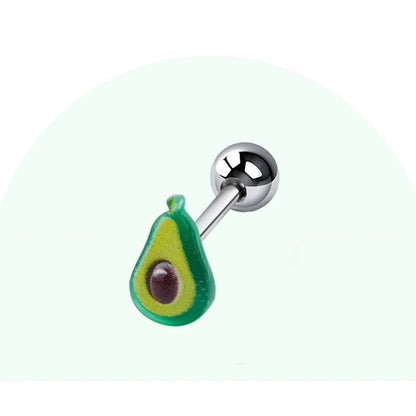 5Pcs Fruit Tongue Stud Piercing Jewelry 316L Stainless Steel Candy Color Sweet Tongue Ring Tongue Decoration Wholesale Good Vibrations
