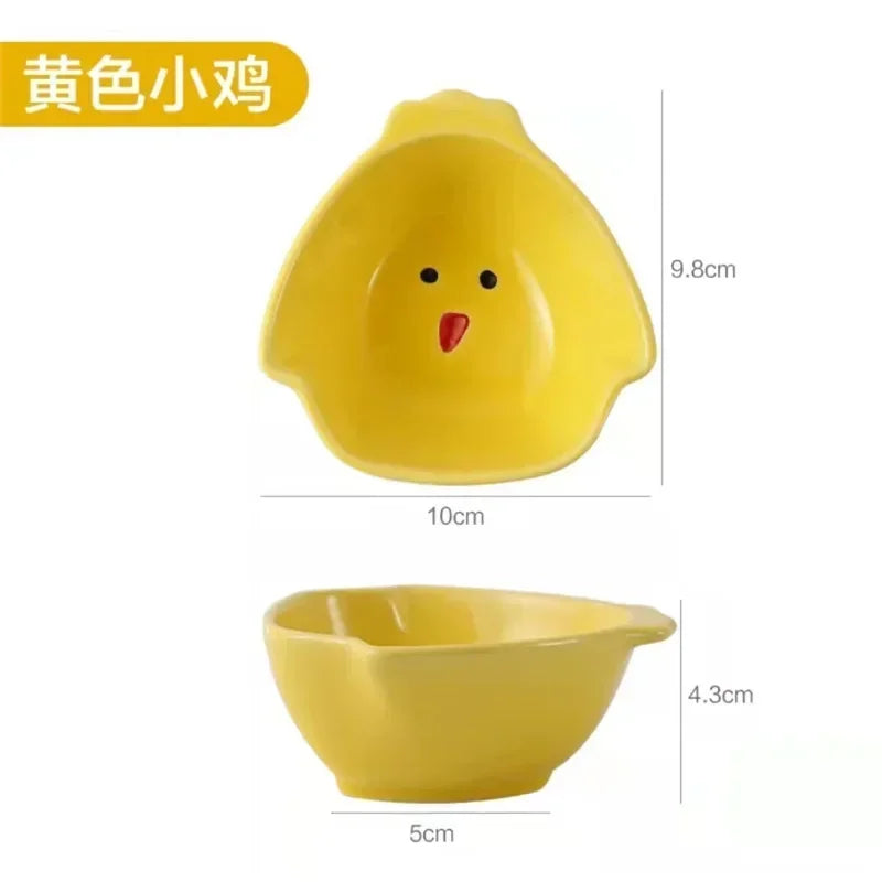 Child Ceramic Dishes Tableware, Fruit Vegetable Animal Model Cartoon Dessert Plate, Salad Bowl, Breakfast Disc, Kids Saucer Good Vibrations