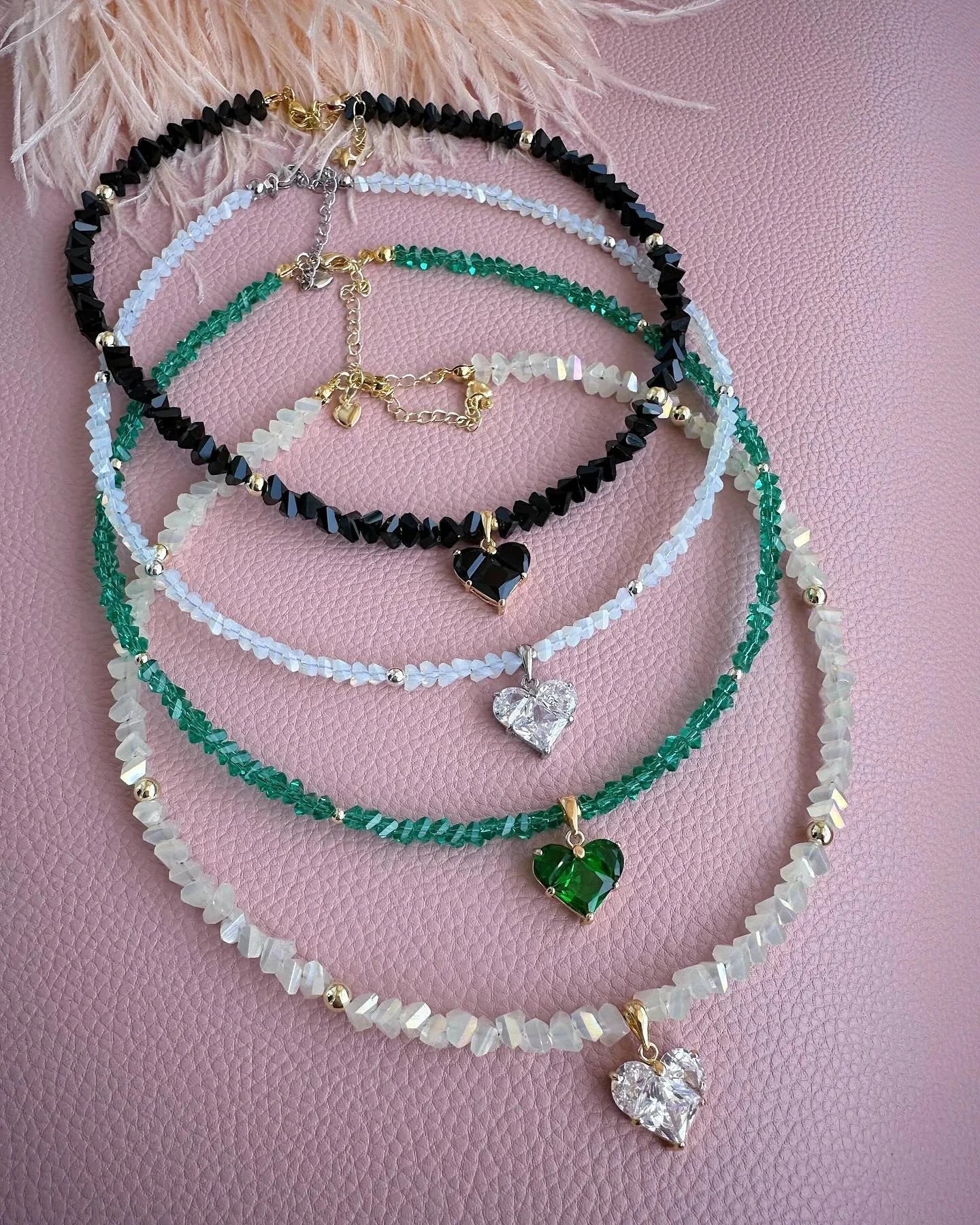 Big CCB Ball Beaded Chain With Heart Beads Pendant Necklace for Women Trendy Ladies Beades Collar on Neck Accessories Gift Good Vibrations