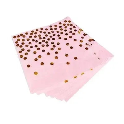 Pink Party Decoation Gold Supplies Paper Tablecloth Disposable Dinnerware Plate Napkin Cup for Christmas Birthday Party Wedding Good Vibrations