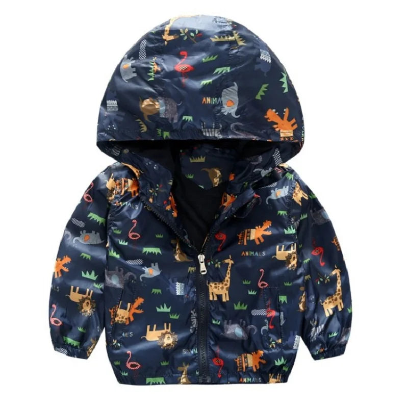 Spring and Autumn New Cartoon Animal Hooded Baby Coat Boys and Girls Long Sleeve Jacket Fashion Children's Clothing Good Vibrations