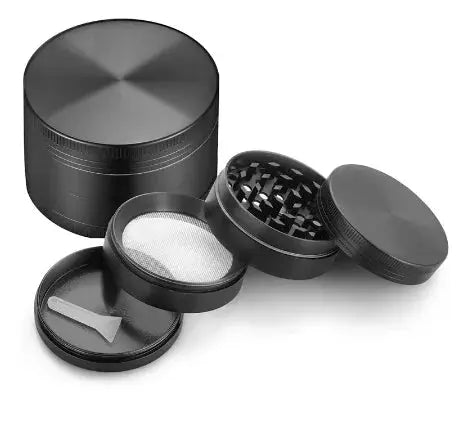 Tobacco kit metal rolling tray combo with spice grinder and smoking accessories.