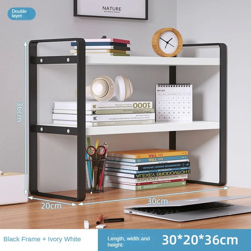 Shelf Desktop Storage  Bookshelf Student Desk Shelves Racks Office Computer Desk Tiered Cabinet Home Storage Holders Organizer Good Vibrations