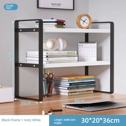Shelf Desktop Storage  Bookshelf Student Desk Shelves Racks Office Computer Desk Tiered Cabinet Home Storage Holders Organizer Good Vibrations