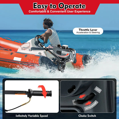 gasoline outboard motor 3.5hp Power 5000rpm Speed 1.3L Tank 35:1 Fuel Ratio Suitable for Fishing Boats Speedboats Small Boats Good Vibrations