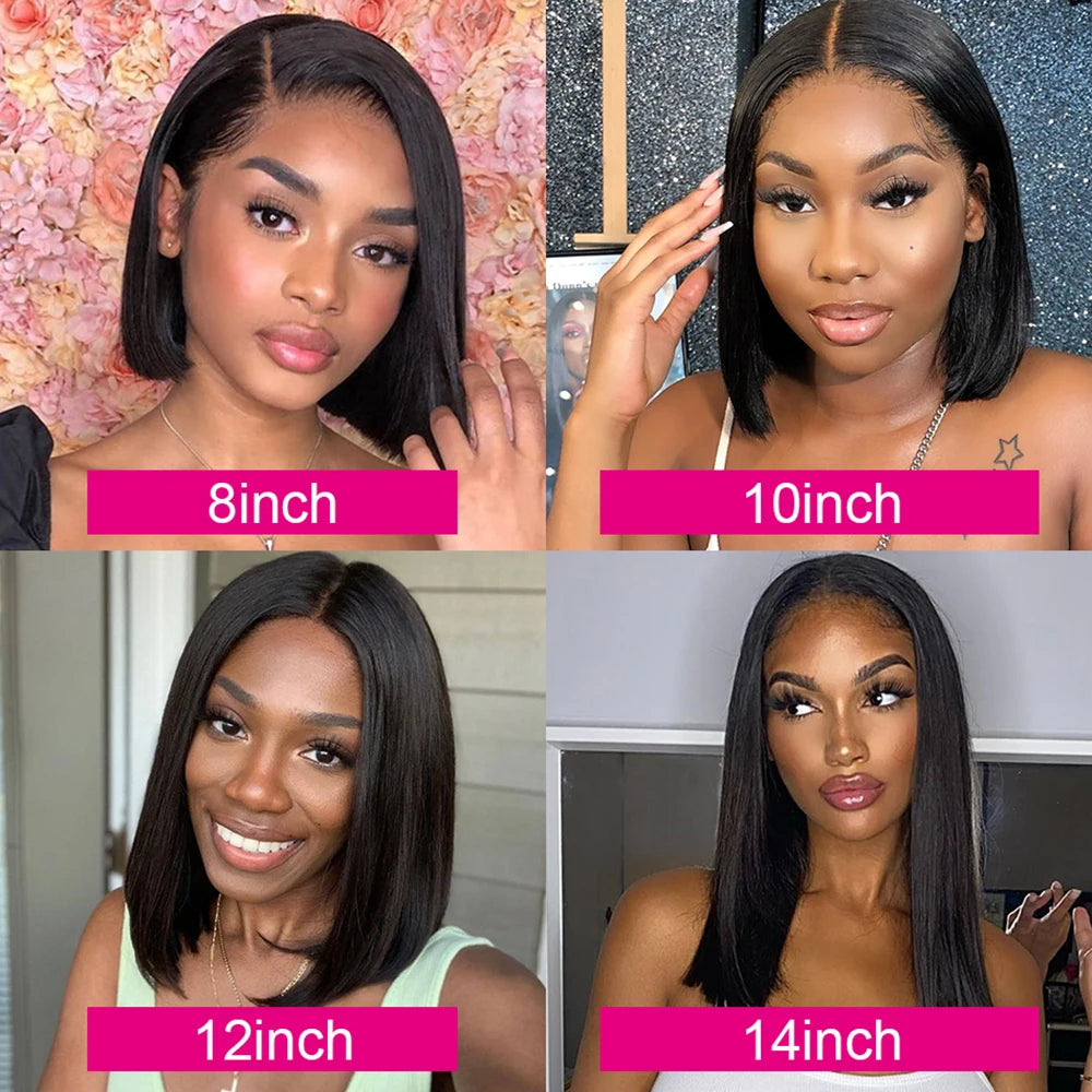 Glueless Wigs 13x4 Short Bob Wigs Bone Straight Lace Front Human Hair Wigs for Women Brazilian HD Transparent Lace Frontal Wigs Good Vibrations