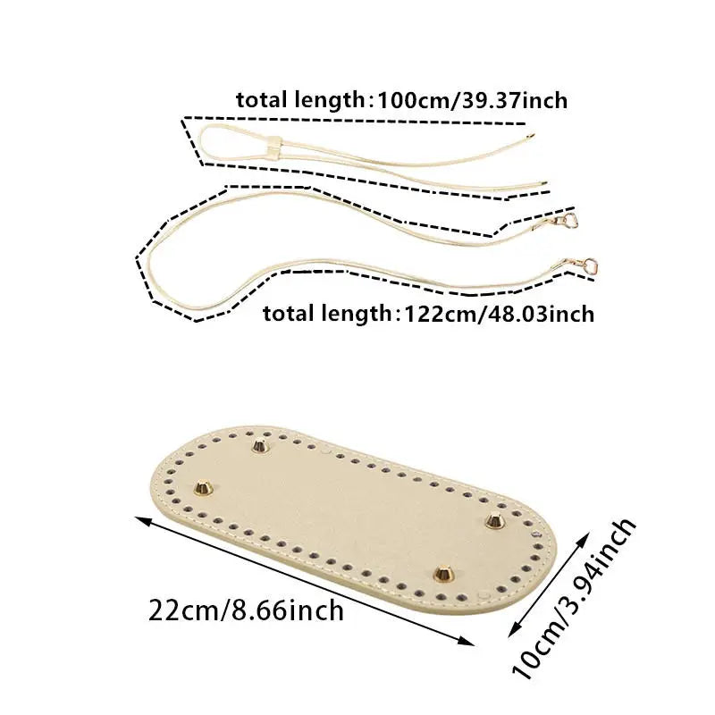 3Pcs DIY Purse Making Kit with Chain PU Leather Bucket Bag Base & Shoulder Strap Crochet Handbag Accessories ﻿ Good Vibrations
