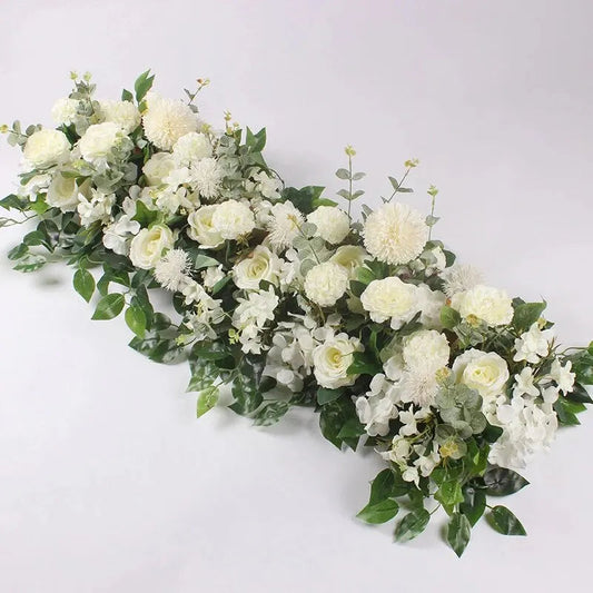 100cm Luxury White Rose Artificial Flower Row Wedding Table Centerpiece Flowers Backdrop Wall Arches Decor Party Stage Floral Good Vibrations