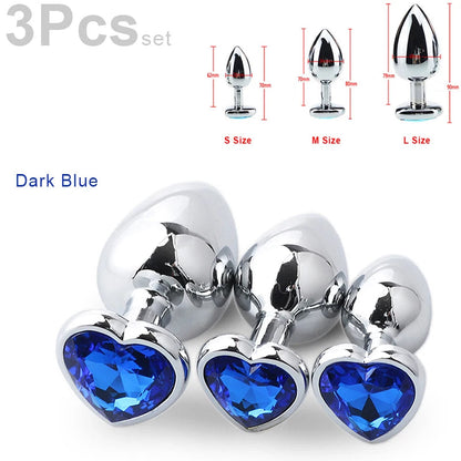 SM 3Pcs/Set Adult Erotic Masturbation Goods Heart Shape Anal Plug Dilator Prostate Massager Fetish Gay Role Play Butt Stimulator GOOD Vibrations
