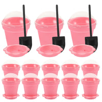 25 Sets Indoor Plant Pots Planter Cake Cups Pudding Serving Yogurt Plastic Dessert Flowerpot Shaped Pink Party Good Vibrations