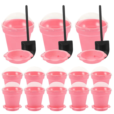 25 Sets Indoor Plant Pots Planter Cake Cups Pudding Serving Yogurt Plastic Dessert Flowerpot Shaped Pink Party