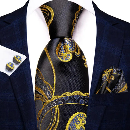 Jacquard Peacock Blue Novelty Design Wedding Tie For Men Hanky Cufflinks Gift Mens Necktie Set Business Party Dropshipping Good Vibrations