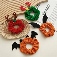 Halloween Festival Hair Accessories Cloth Christmas Elastic Hair Bands Ponytail Holder Women Hair Rope Flannel Scrunchies Good Vibrations