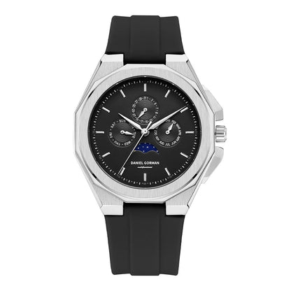 Sporty Men Wristwatch Chronograph Watch Function 3 Eyes Luminous hands Stainless Steel Case Soft Silicone Strap Reloj Good Vibrations