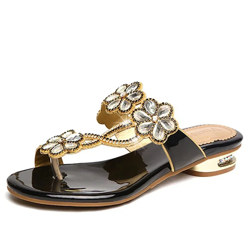 2025 New women shoes summer beach sandals Fashion women Rhinestone outdoor flip flops shoes women Good Vibrations