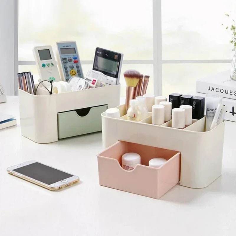 Double Layer Plastic Makeup Organizers Storage Box Cosmetic Drawers Jewelry Display Box Desktop Make Up Container Boxe Organizer Good Vibrations