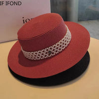 New Elegant Women's Summer Straw Hat Fashion Derby Beach Sun Hats Holiday Panama Hats Chapeu Feminino Good Vibrations