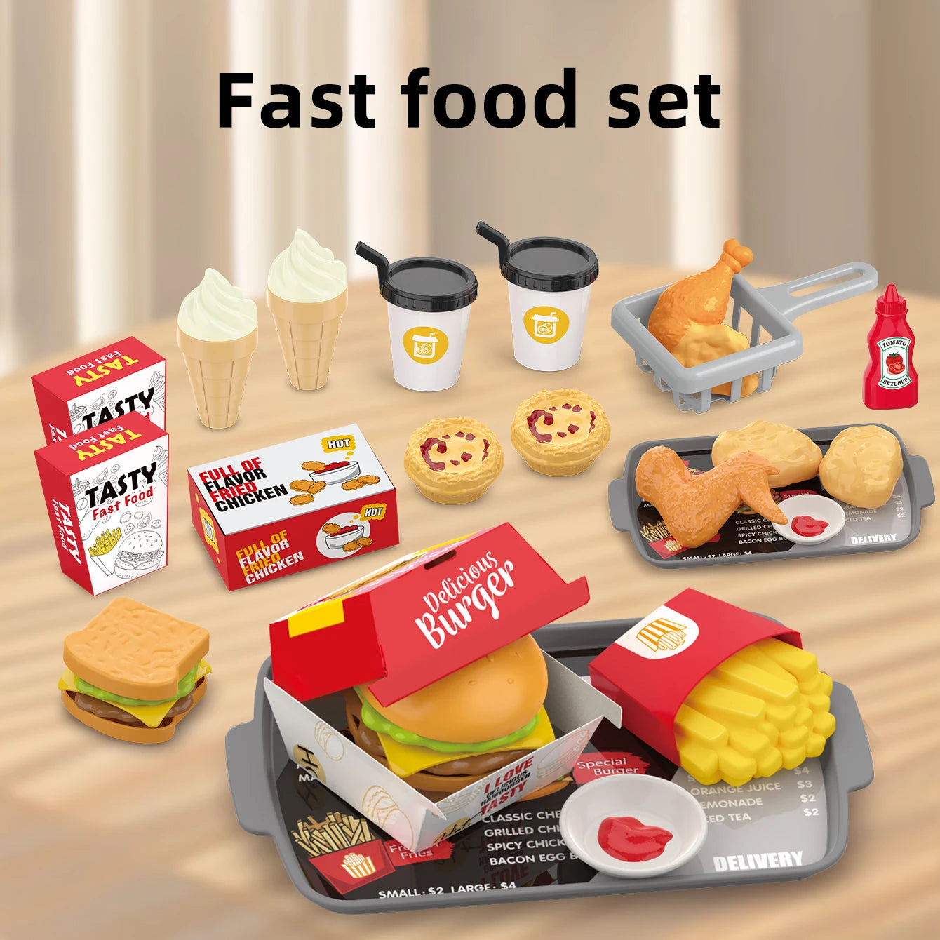 Children's toys: Pretend play, barbecue, fast food, pizza, sushi, afternoon tea, desserts, kitchen food, toy sets Good Vibrations