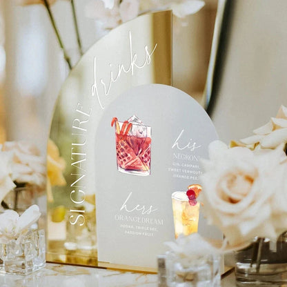 Gold Mirror Wedding Bar Menu Sign,Signature Drinks Sign,Custom Wedding Cocktails,Signature Drinks Menu,Wedding Table Decor Good Vibrations