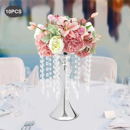Crystal Flower Stand Wedding Centerpieces Metal Flower Vase Holders for Wedding Party Decor (Gold/Silver) Good Vibrations