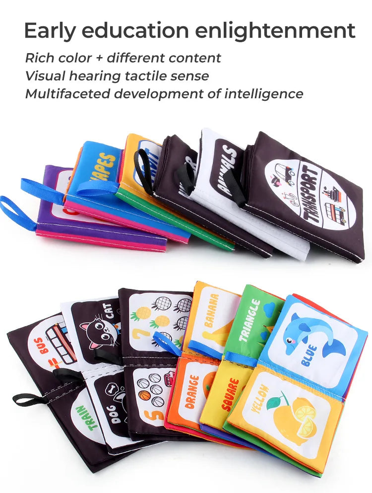 4 Pages Enlightenment Early Learning Books Children Black and White Cloth Book for Kids Montessori Educational Toys Good Vibrations