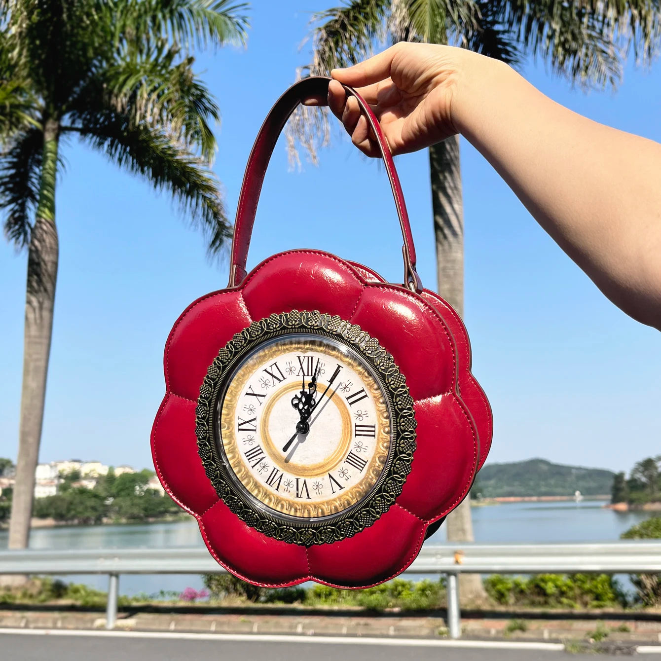 Designer Purses and Handbags Shoulder Bags funny clock-shaped bag funny Women's round bag Woman's bag High quality Good Vibrations