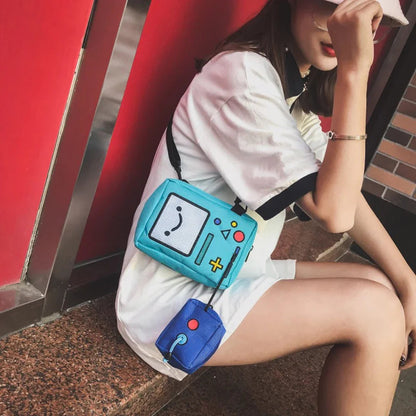 Cartoon Anime Single Shoulder Bags for Women Phone Coin Purse Female Canvas Game Machine Small Shoulder Bag Funny Crossbody Bag Good Vibrations
