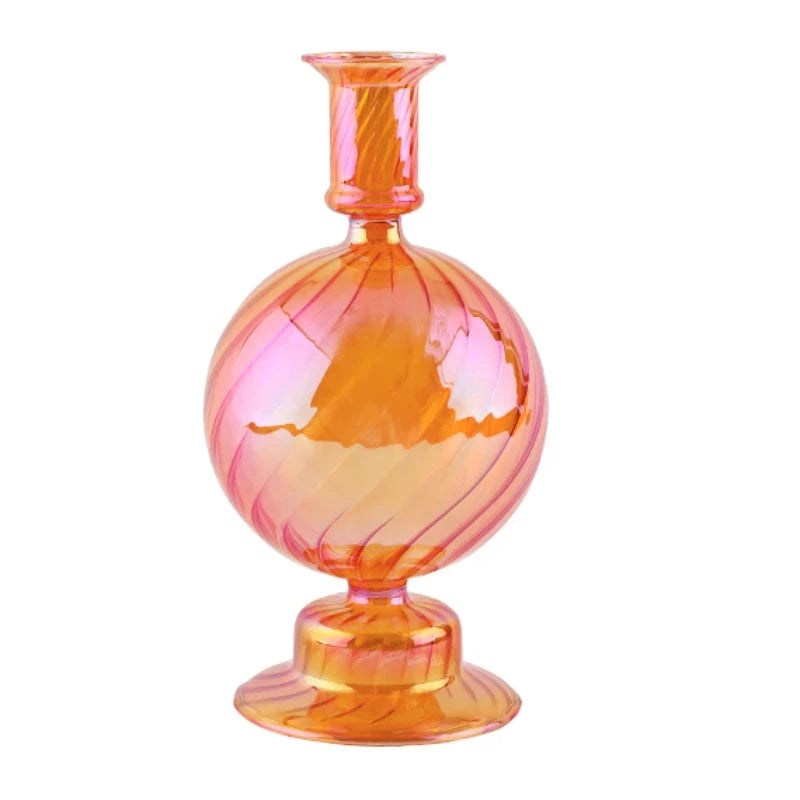 Floriddle Taper Candle Holders Glass Candlesticks for Home Wedding Table Decoration Glass Vase Table Bookshelf Candles Stand Good Vibrations