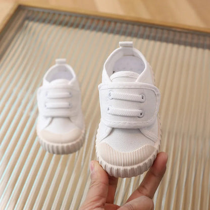 Children's Casual Shoes, Canvas Soft Sole Shoes Spring and Autumn Boys and Girls' Low Top Single Shoes Non-slip Prewalker Kids Good Vibrations