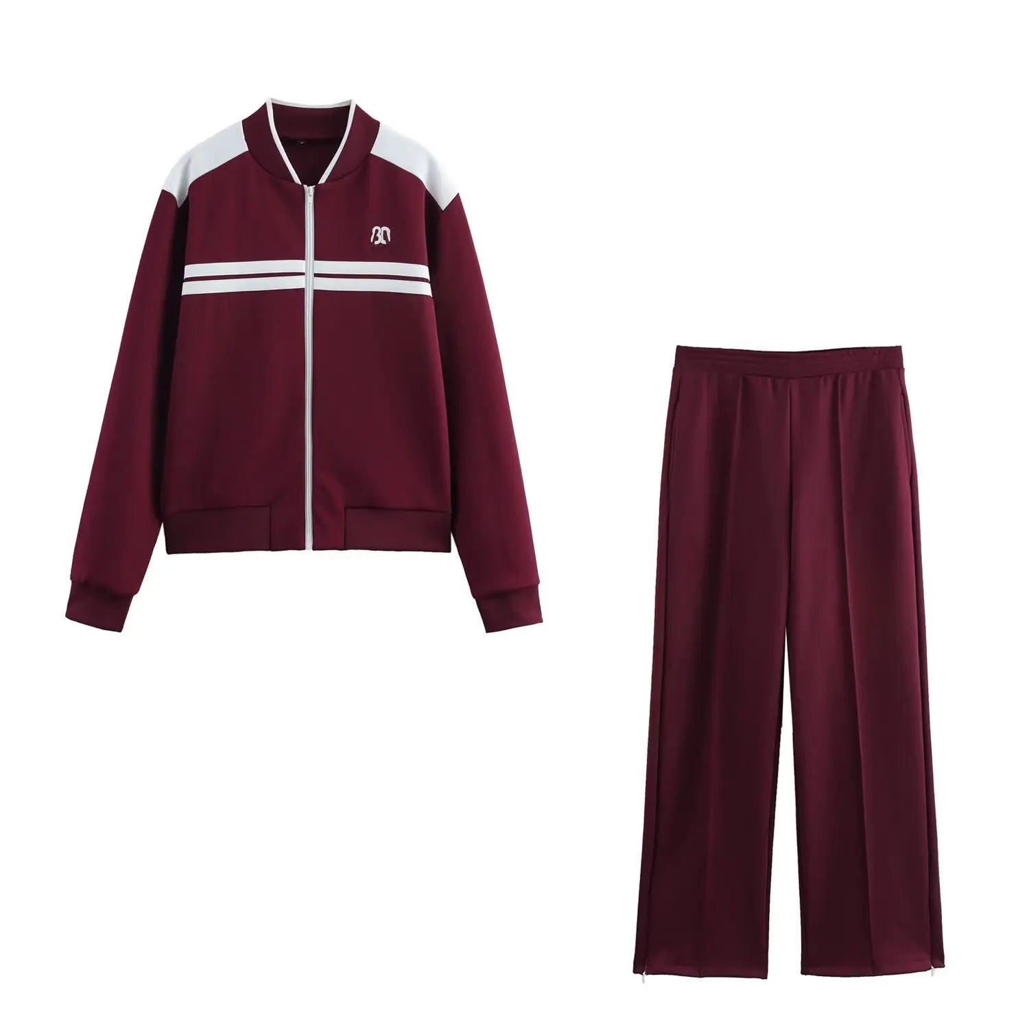 Women Fall Vintage Jacket Set O-Neck Zipper Jacket Elastic Waist Pant 2025 Spring Autumn Fashion High Street Casual Female Set Good Vibrations