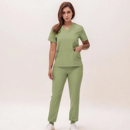 2025 New Nurse Uniforms V-neck Top Jogger Pants Scrub Sets Surgical Workwear Dentist Nursing Suit Hospital Doctor Outfit S21 Good Vibrations