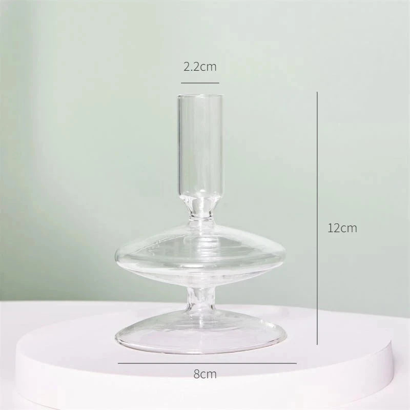 Floriddle Taper Candle Holders Glass Candlesticks for Home Wedding Table Decoration Glass Vase Table Bookshelf Candles Stand Good Vibrations
