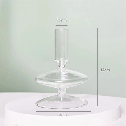 Floriddle Taper Candle Holders Glass Candlesticks for Home Wedding Table Decoration Glass Vase Table Bookshelf Candles Stand Good Vibrations