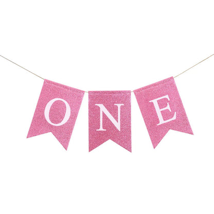 Baby First Birthday Chair Banner Burlap ONE Garland Boy Girl One Year Old Birthday Party Decoration Favors Photo Props Supplies Good Vibrations