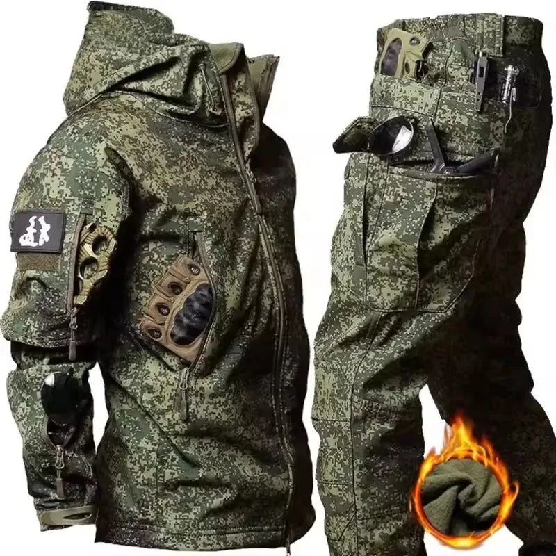 Winter Autumn Fleece Men Jacket Tactical Waterproof Suit Outdoor Fishing Hiking Camping Tracksuits Coat Thermal Suit Good Vibrations