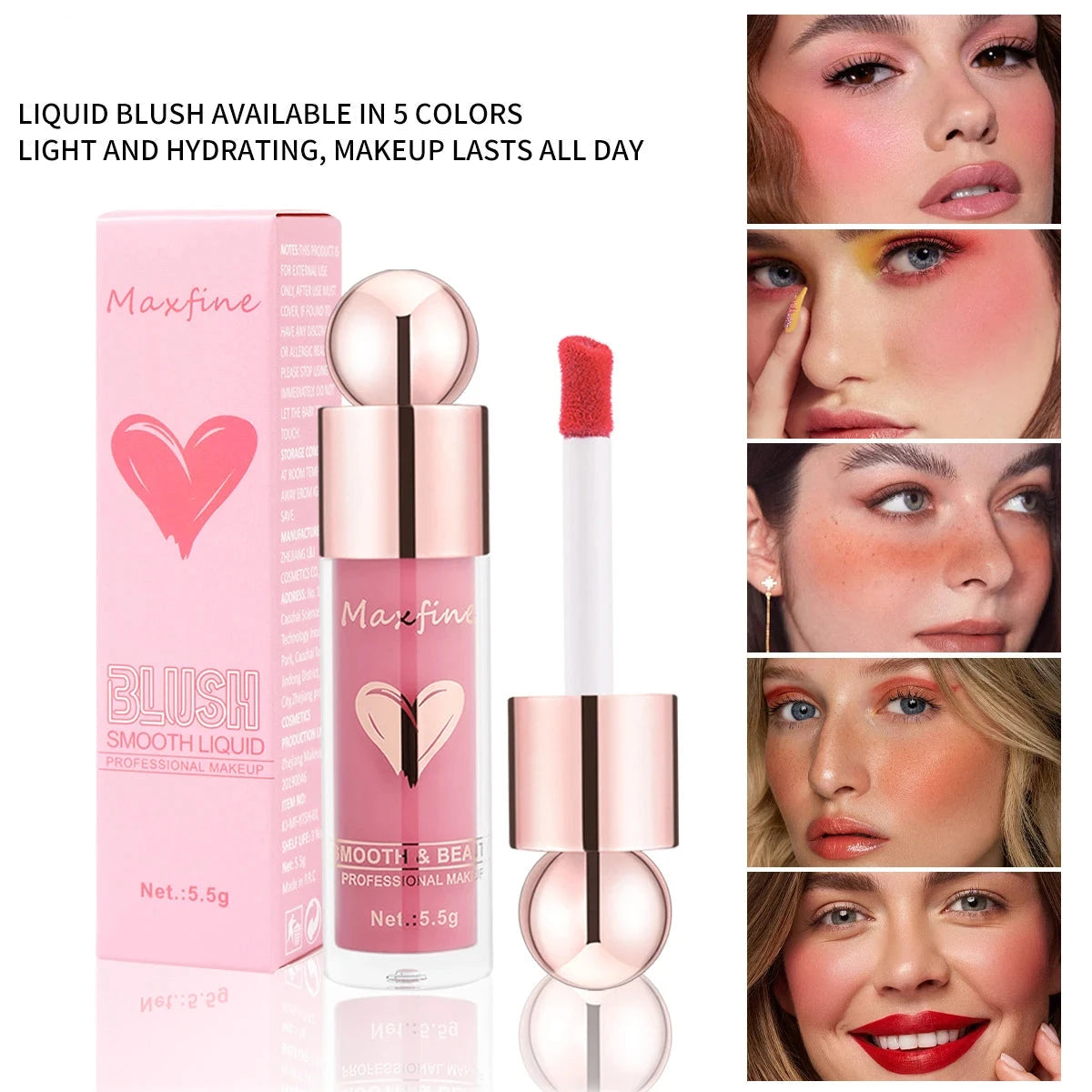 Multifunctional Liquid Blush with Smooth Texture Long Lasting Pigmentation Hydrating Formula and High Light Effect for Makeup Good Vibrations