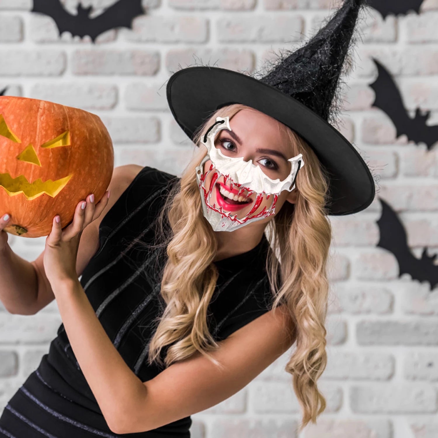 Halloween Bone Skull Masks Half-face Bloody Mask Cosplay Dragon God Fierce Tiger Night Fork Tengu Man Wolf Mask Party Decor Prop Good Vibrations