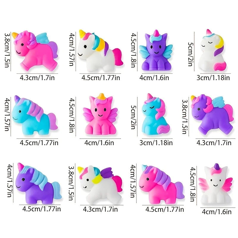 1/12 Unicorn Kawaii Squishies Mochi Squishy Toys Stress Relief Toys for Kids Boys Girls Party Favors Birthday Gifts Prizes Good Vibrations