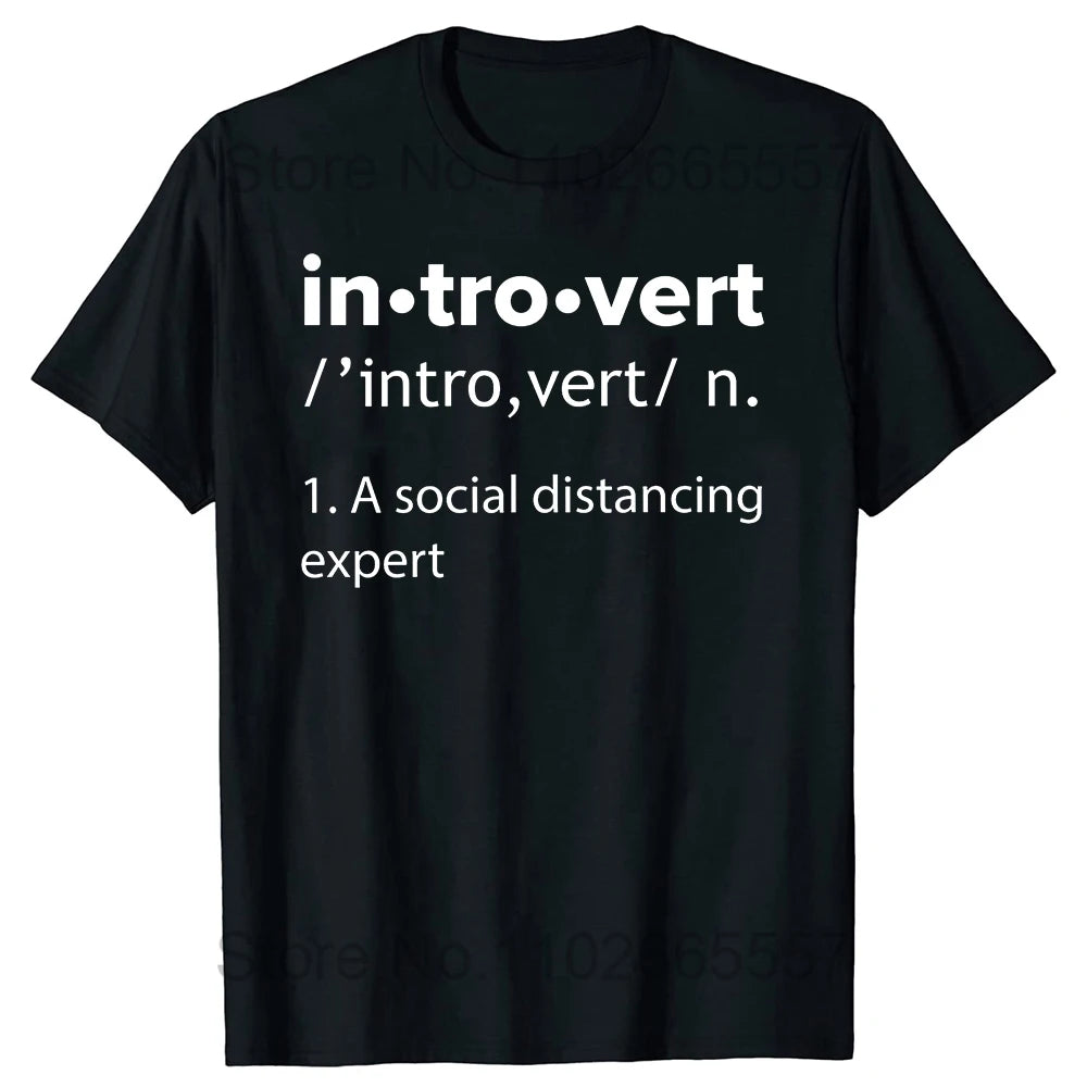 Introvert Logo T Shirt Funny Humor Introvers Joke T Shirts Summer Cotton Streetwear Humor Quotes Christmas Gifts T-shirt Good Vibrations