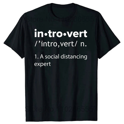 Introvert Logo T Shirt Funny Humor Introvers Joke T Shirts Summer Cotton Streetwear Humor Quotes Christmas Gifts T-shirt Good Vibrations