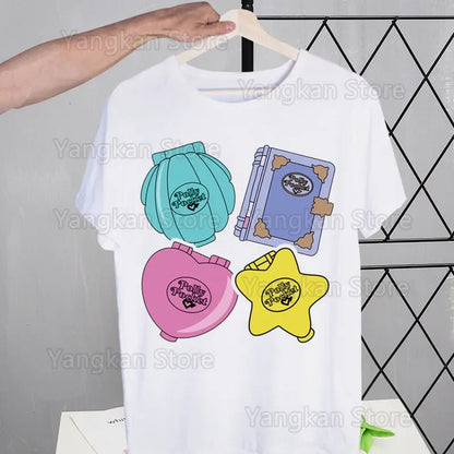 Polly Pocket Print T-Shirt Casual Crew Neck Short Sleeve T-Shirt Women's Clothing Good Vibrations