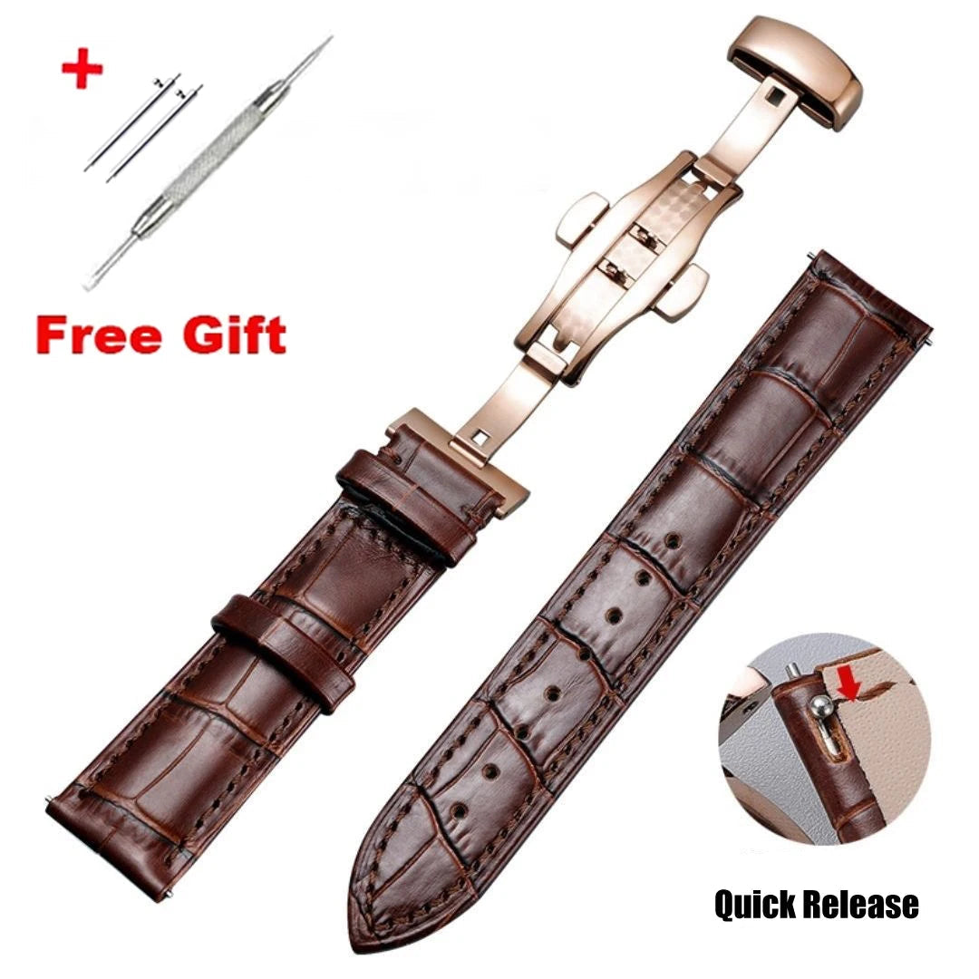 Quick Release *Real Animal Skin* Leather Watch strap13mm 12mm  15mm 17mm 19mm 21m 23mm 24mm 14mm 16mm 18mm 20mm Good Vibrations