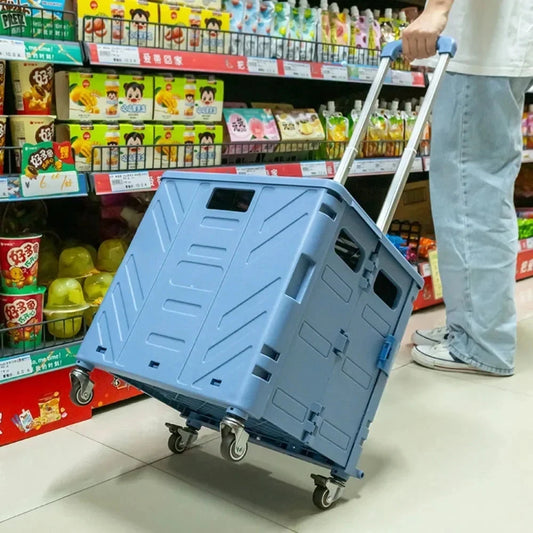 Lightweight Brushed Trolley Luggage Trolley Express Folding Shopping Cart for Climbing Stairs Home Hand Pull Good Vibrations