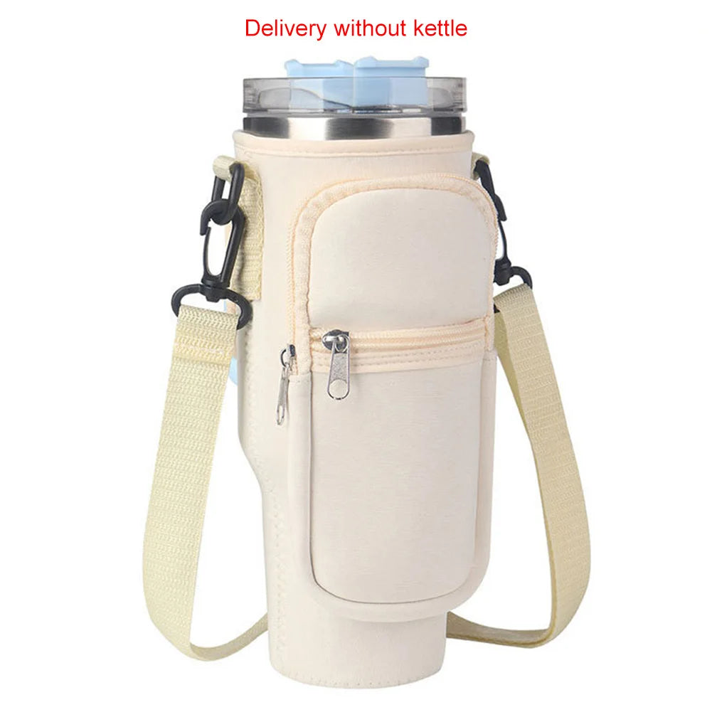 Portable Water Bottle Carrier Bag with Phone Pocket for Stanley 40oz Tumbler with Handle Neoprene Water Bottle Holder Pouch Good Vibrations