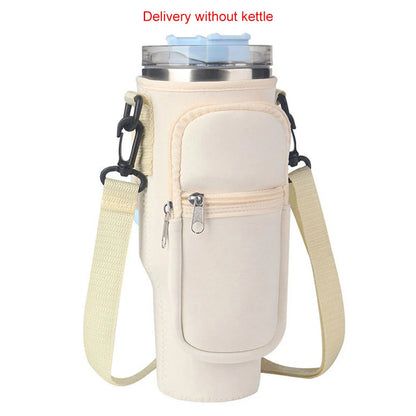 Portable Water Bottle Carrier Bag with Phone Pocket for Stanley 40oz Tumbler with Handle Neoprene Water Bottle Holder Pouch Good Vibrations