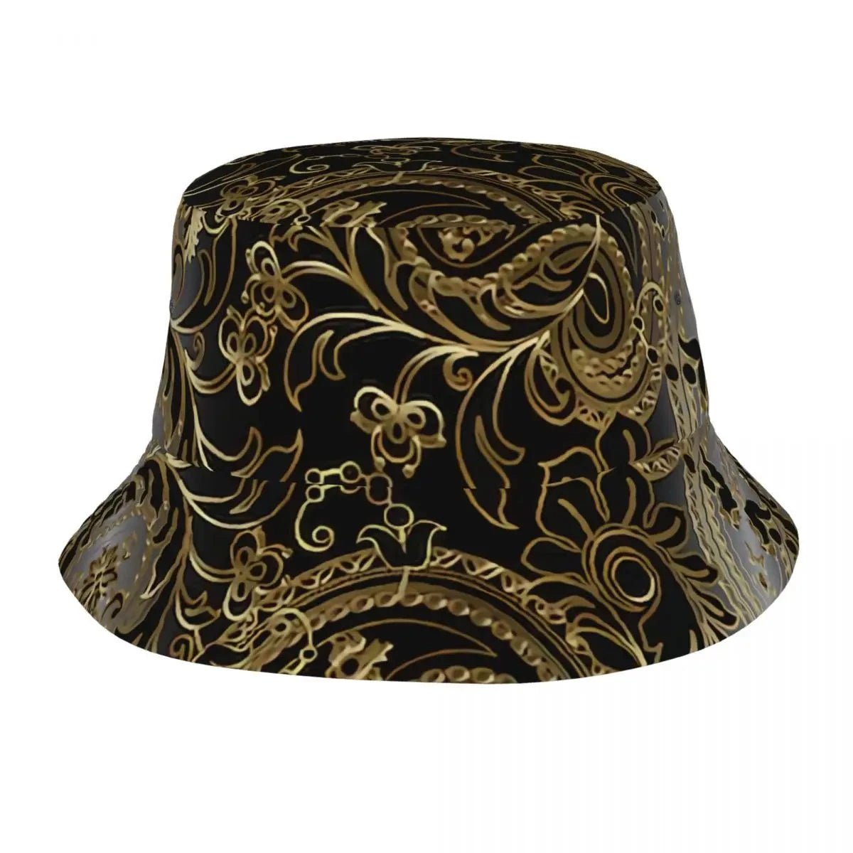 Black Paisley Pattern Bandana Print Bucket Hats Women Men Unisex Trendy Summer Fisherman's Hat Good Vibrations