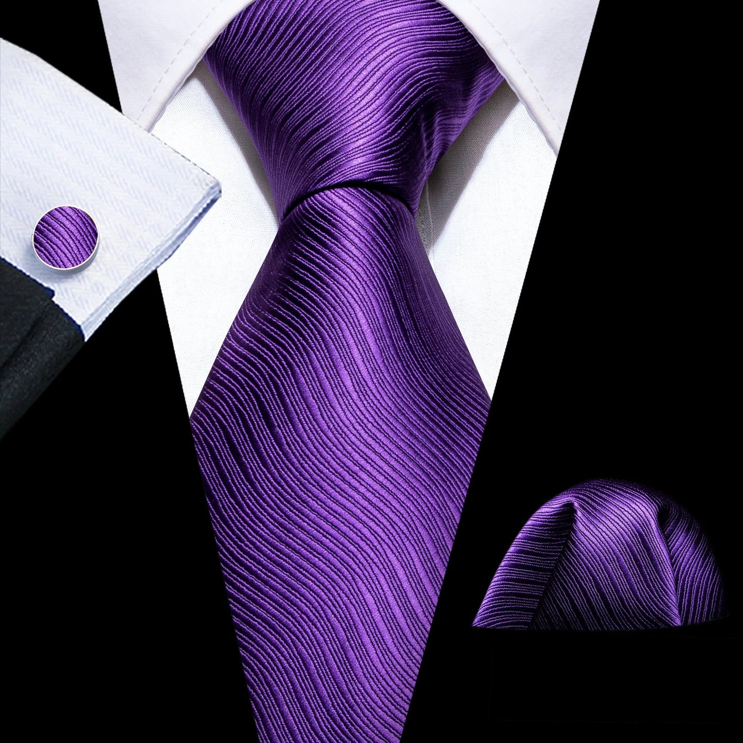 Mens Tie Ivory Red Green Blue Pink Geometric Solid Ties Hanky Cufflinks Set Necktie Formal Wedding Dinner Party Good Vibrations