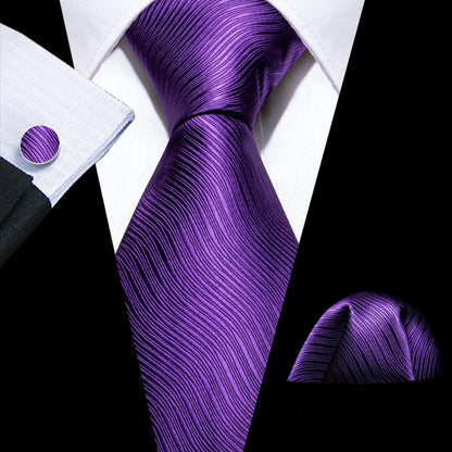 Mens Tie Ivory Red Green Blue Pink Geometric Solid Ties Hanky Cufflinks Set Necktie Formal Wedding Dinner Party Good Vibrations